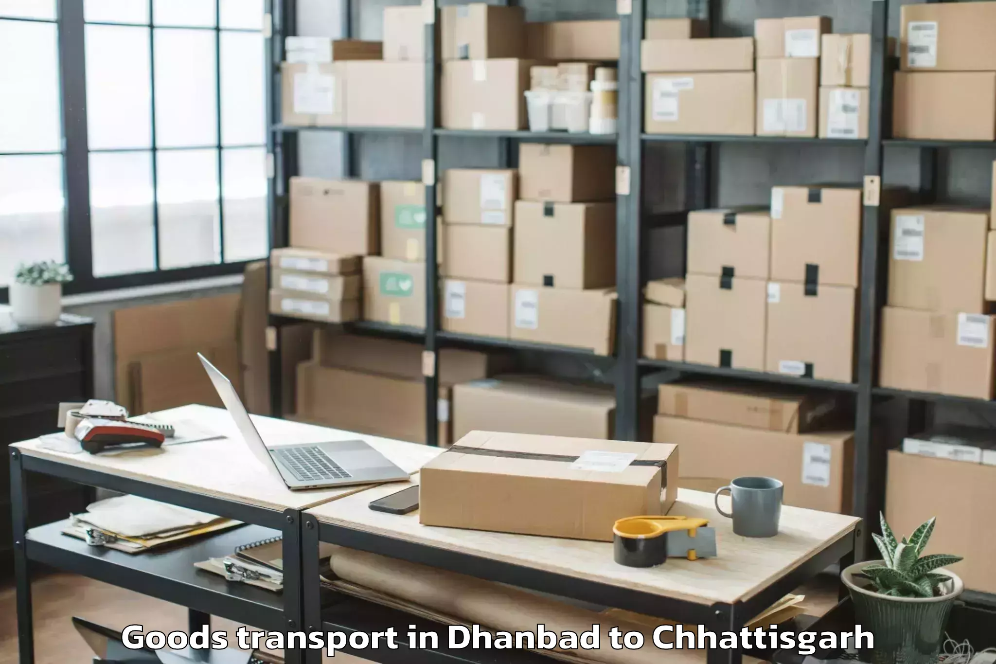 Leading Dhanbad to Mungeli Goods Transport Provider